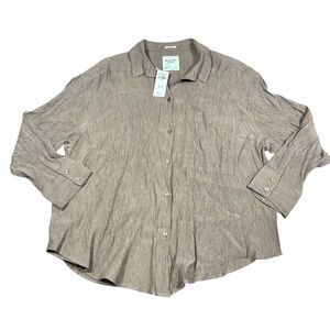 Abercrombie & Fitch Size Large Women’s Brown Crinkle Button Up NWT